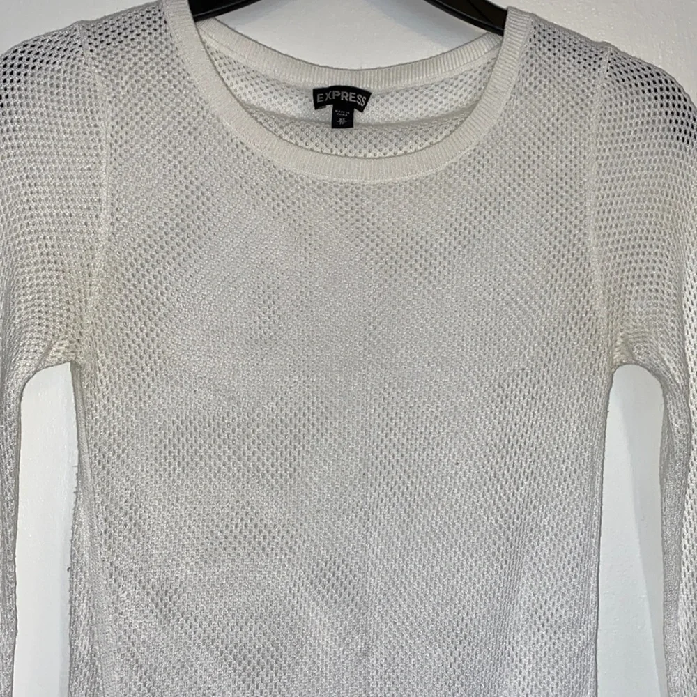 Express Crochet Mesh Tunic Sweater - Picture 2 of 7